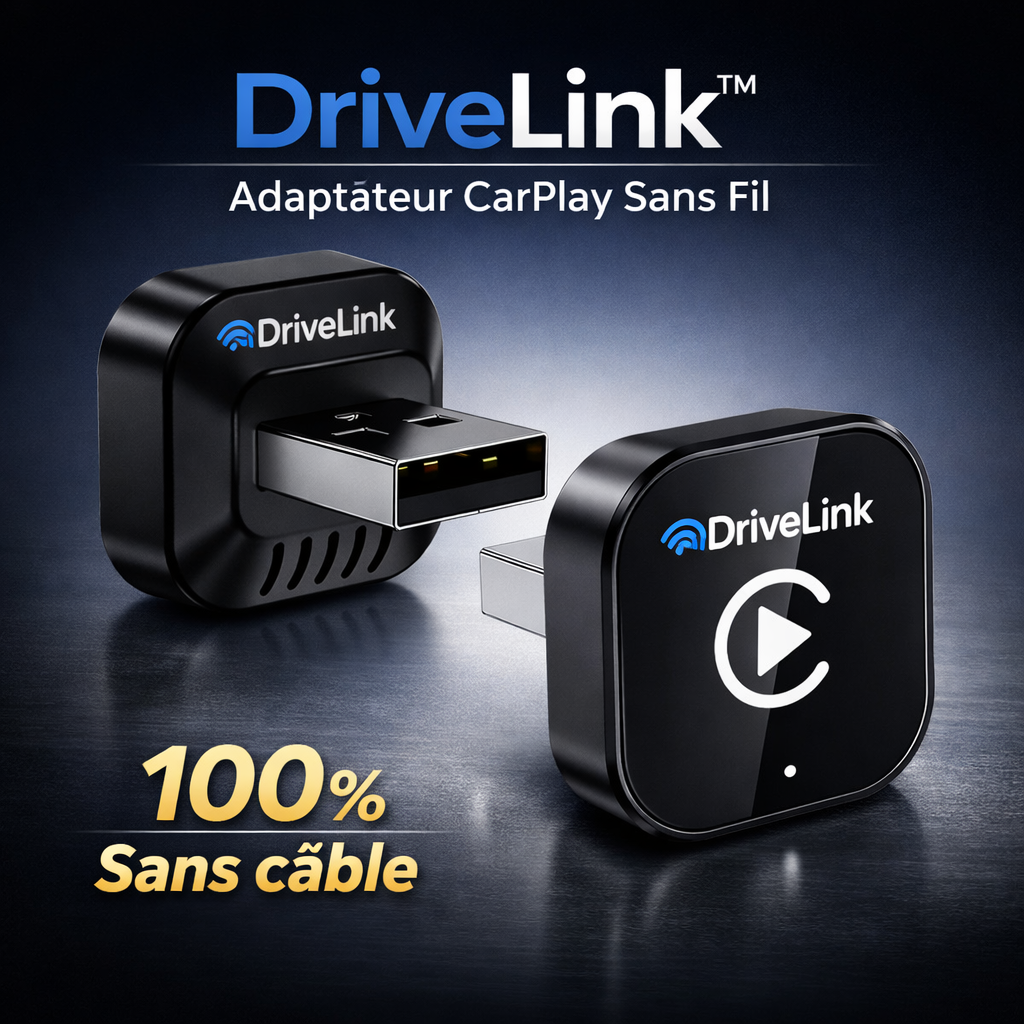 2026 DriveLink Adaptateur CarPlay / Android Auto Sans Fil - Connexion WiFi 5G Rapide - Plug and Play USB C