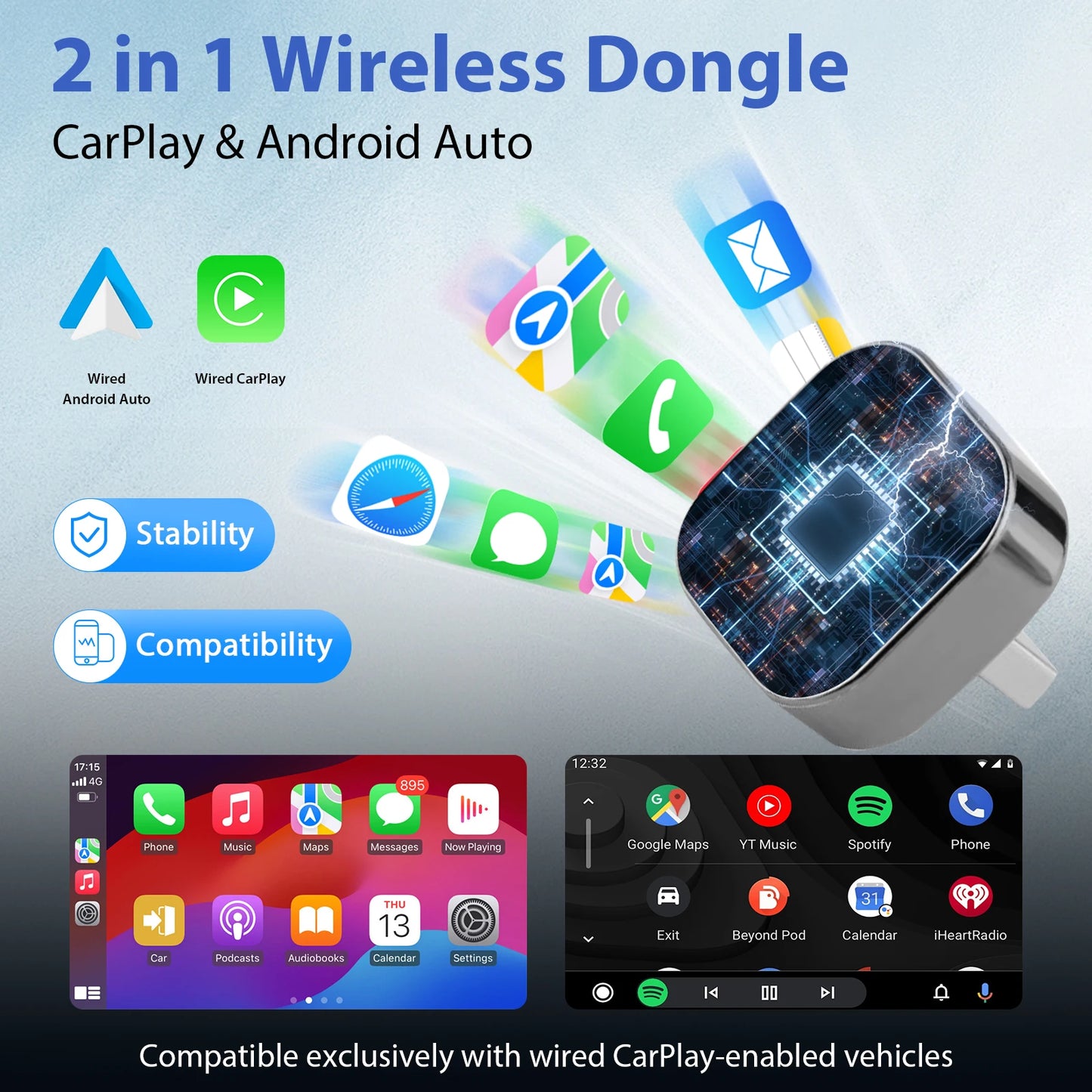 2026 DriveLink Adaptateur CarPlay / Android Auto Sans Fil - Connexion WiFi 5G Rapide - Plug and Play USB C